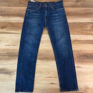 Levis 505 Jeans Regular Fit Mens 34x32 Dark Wash Cotton Blend Denim